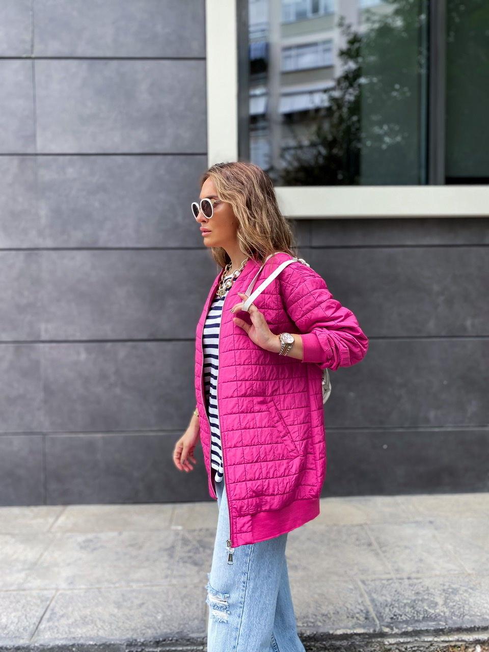Pembe Kapitone Basic Ceket