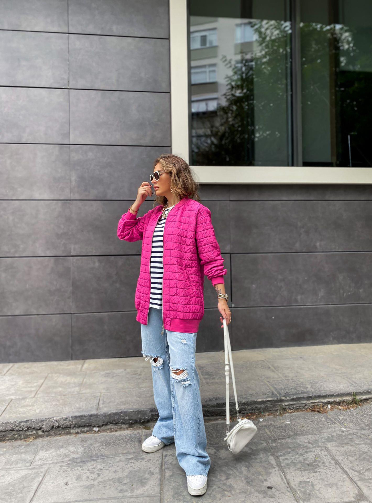 Pembe Kapitone Basic Ceket