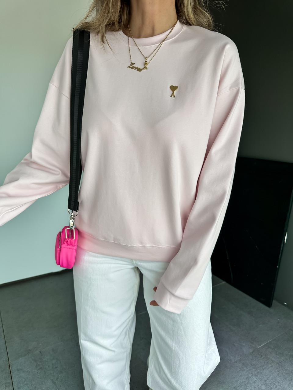 Pembe Logolu Marka Model Sweatshirt