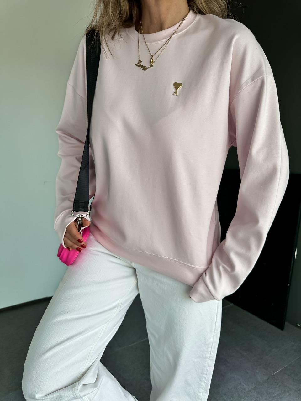Pembe Logolu Marka Model Sweatshirt