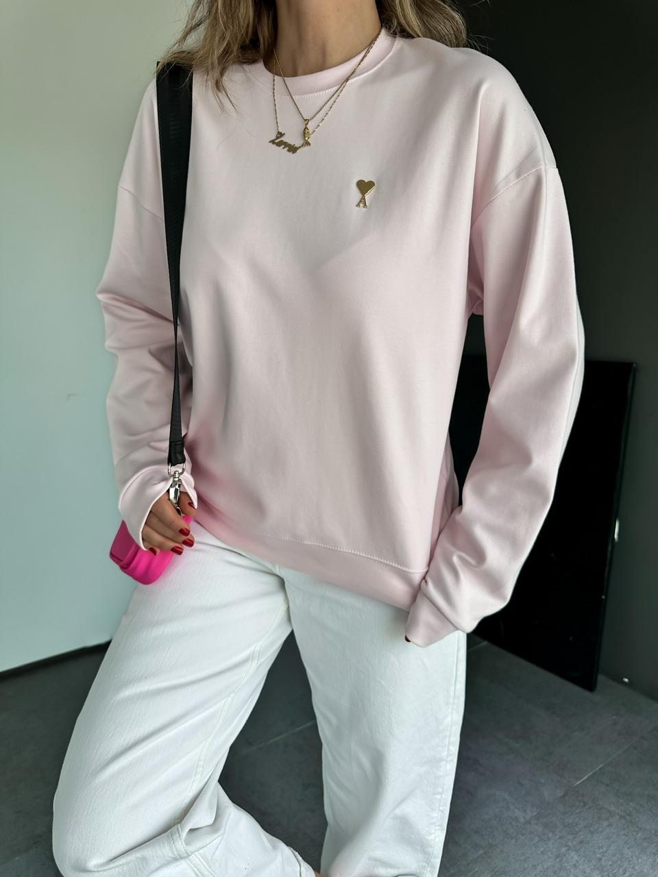 Pembe Logolu Marka Model Sweatshirt