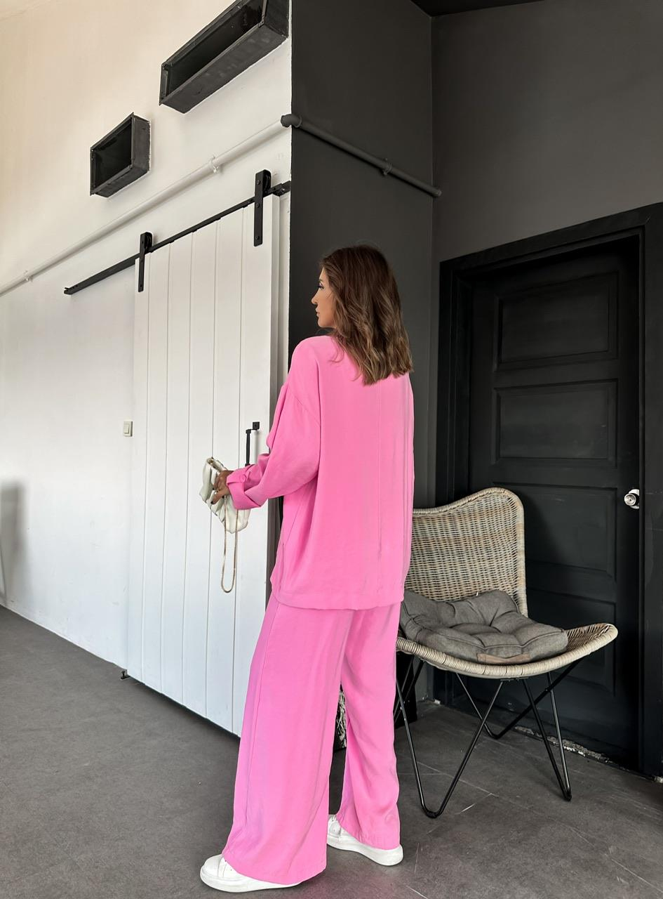 Pembe Manşet Kollu Ceket Pantolon Takım