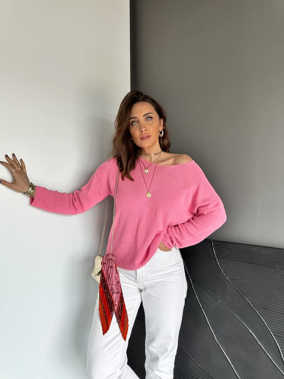 Pembe Merserise Dökümlü Basic Kazak