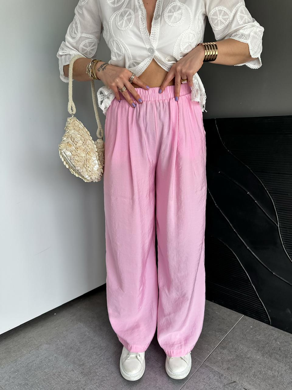 Pembe Orijinal Bol Kesim Pantolon