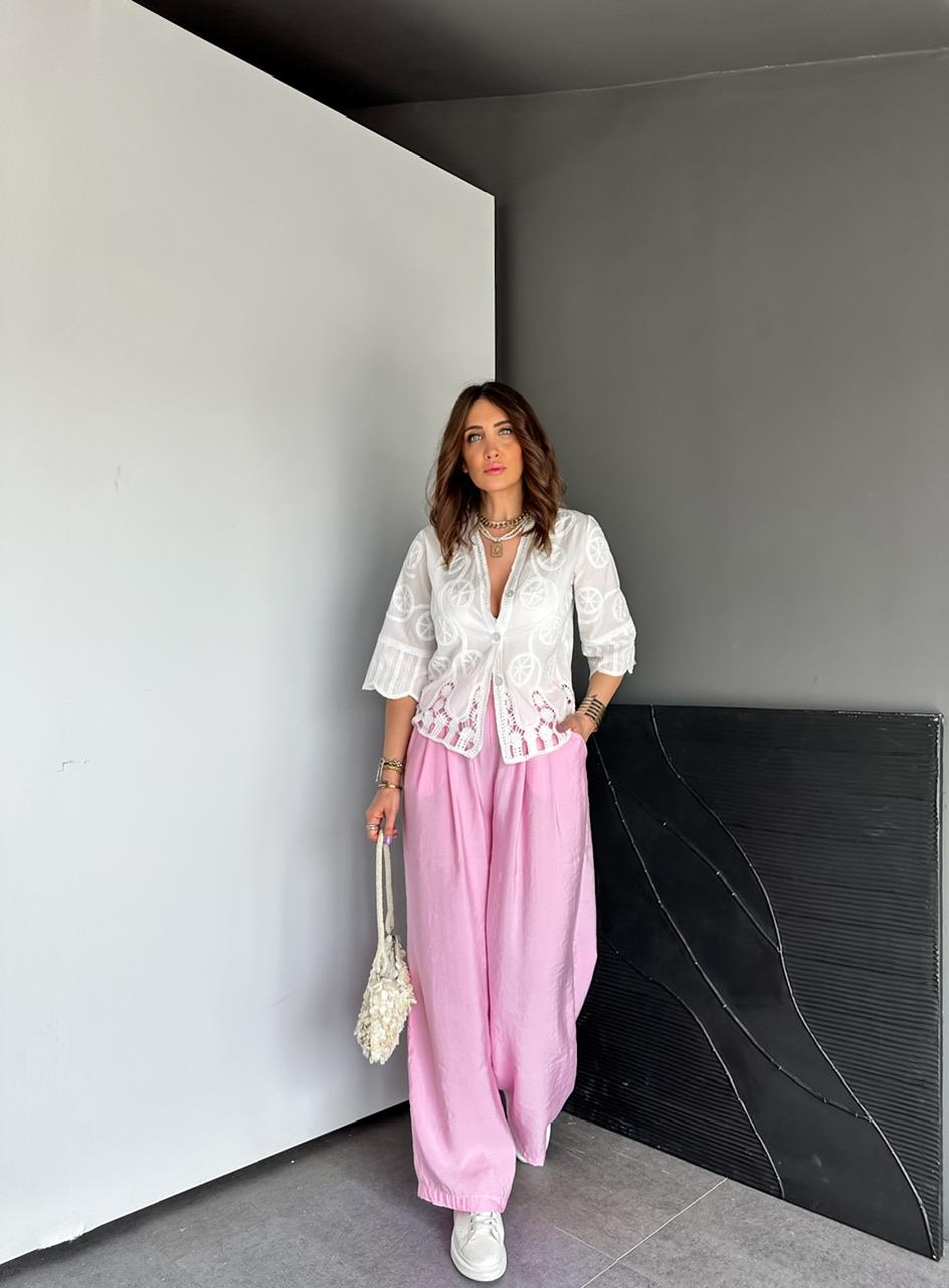 Pembe Orijinal Bol Kesim Pantolon