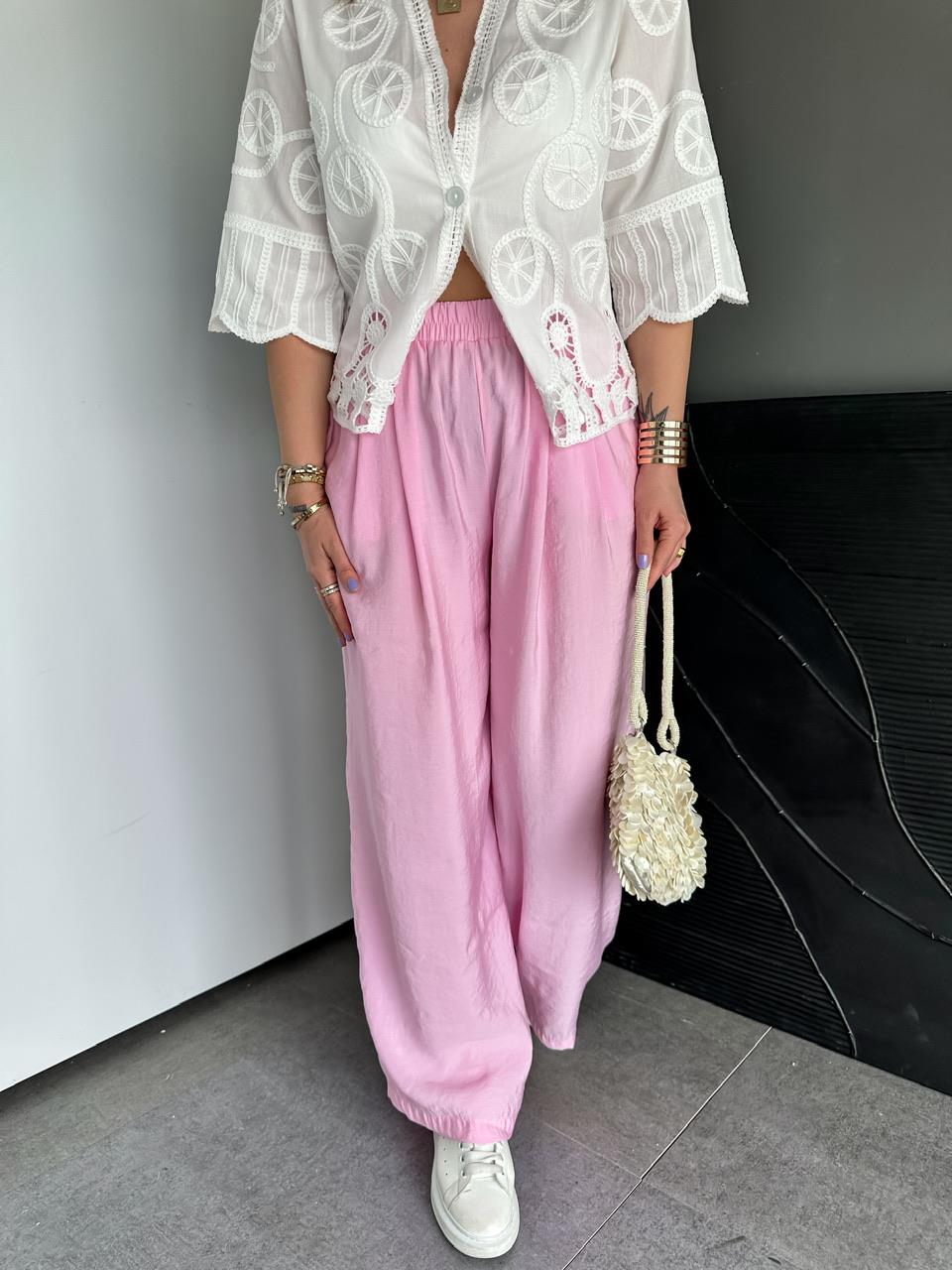 Pembe Orijinal Bol Kesim Pantolon