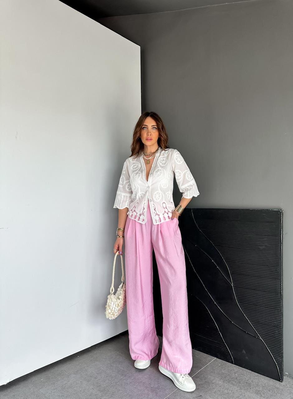 Pembe Orijinal Bol Kesim Pantolon