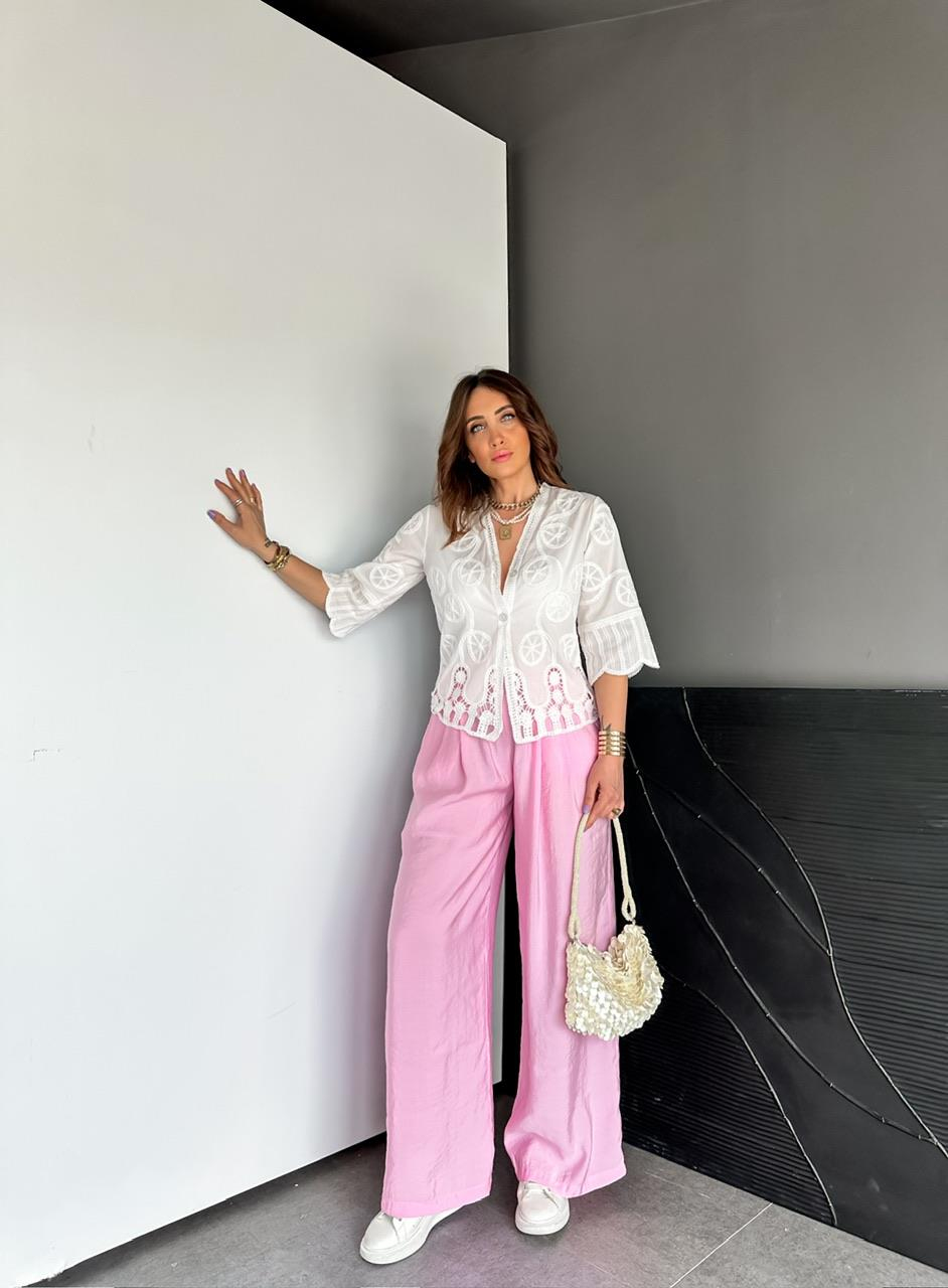 Pembe Orijinal Bol Kesim Pantolon