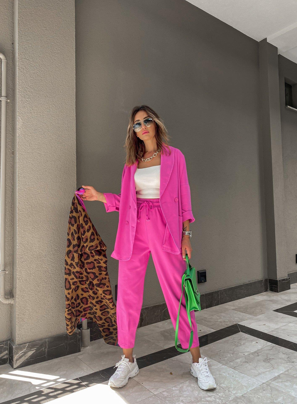 Pembe Pensli Gabardin Pantolon