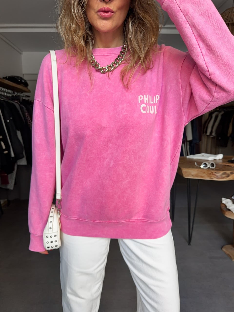 Pembe Phılıppo Yıkamalı Sweatshirt
