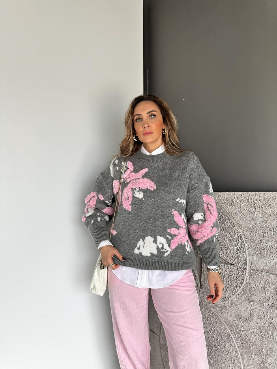 Pembe Suzuneli Desenli Kazak