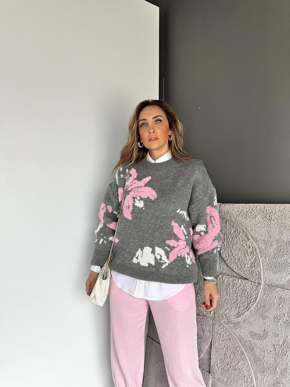 Pembe Suzuneli Desenli Kazak