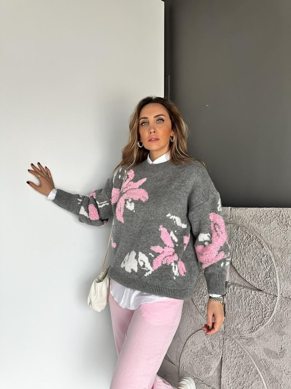 Pembe Suzuneli Desenli Kazak