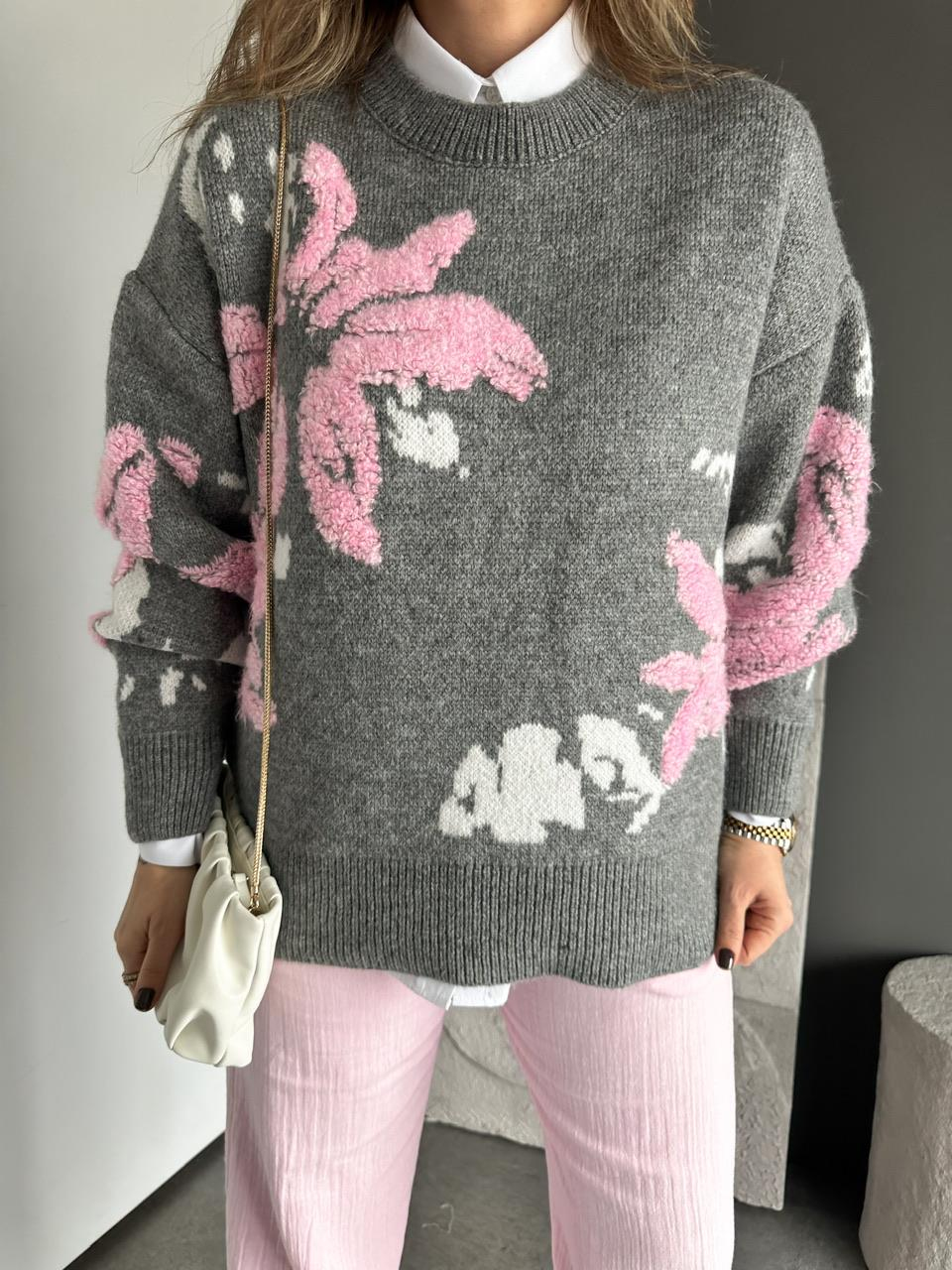 Pembe Suzuneli Desenli Kazak