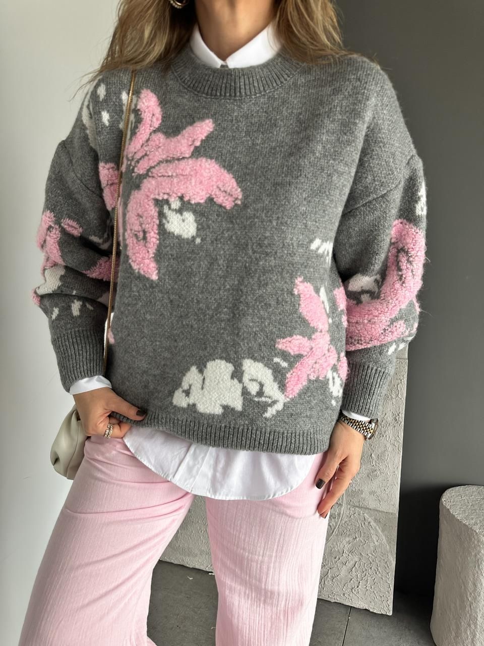 Pembe Suzuneli Desenli Kazak