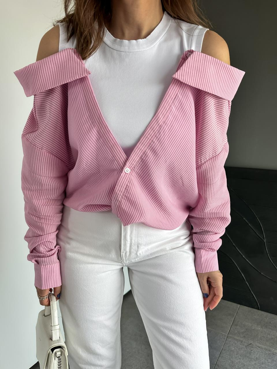 Pembe Triko Atletli Tasarım Gömlek