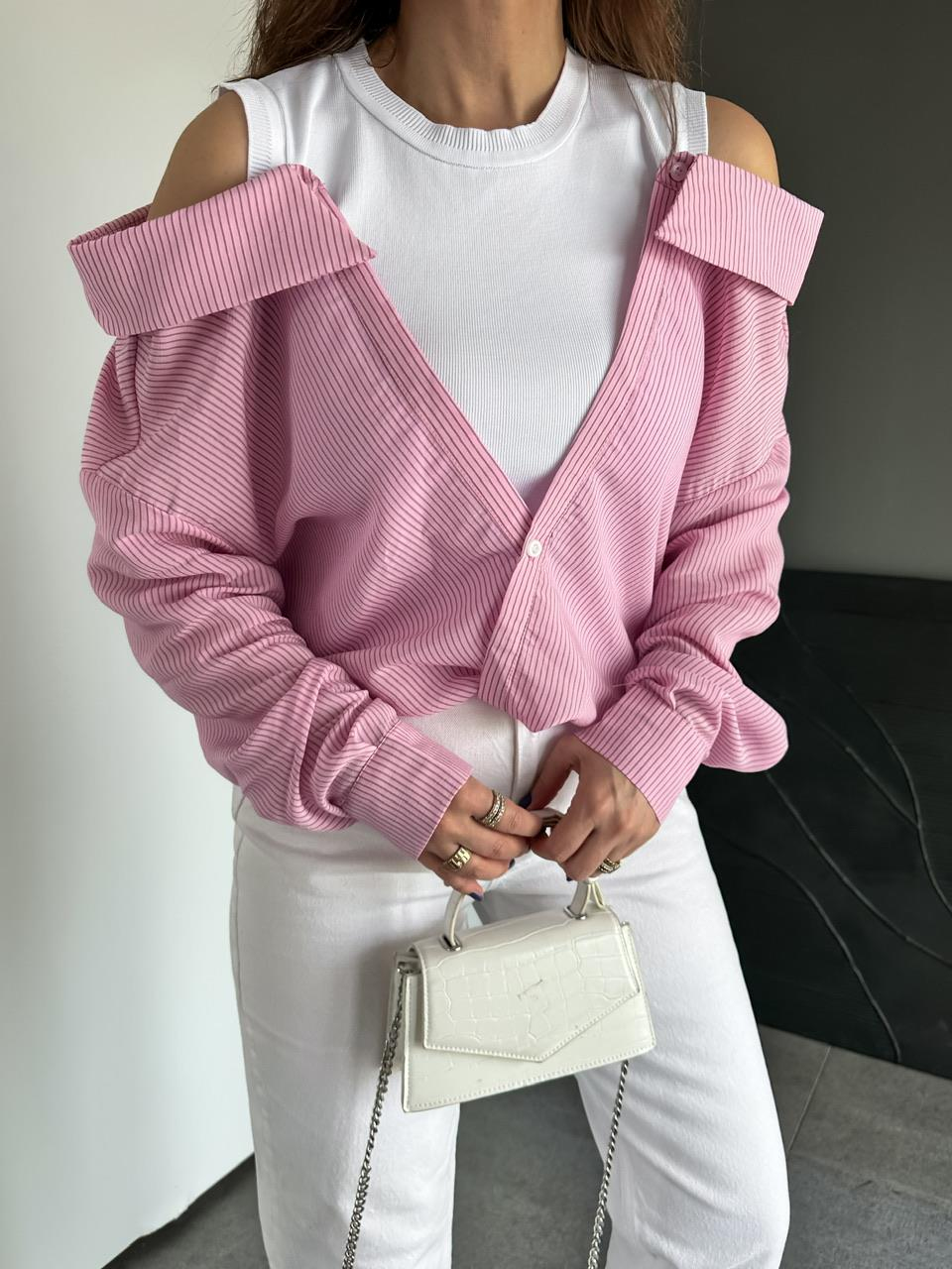 Pembe Triko Atletli Tasarım Gömlek