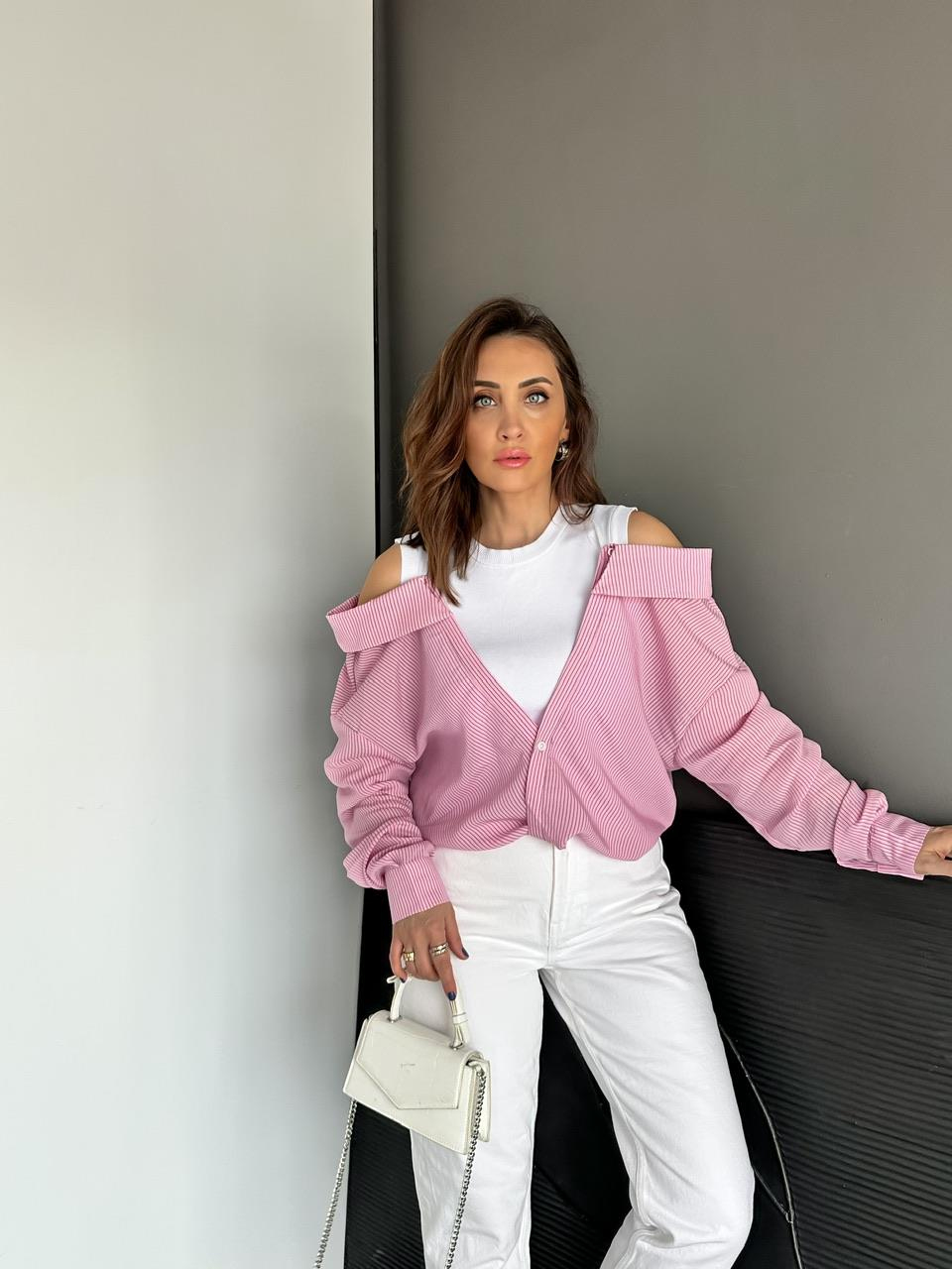 Pembe Triko Atletli Tasarım Gömlek