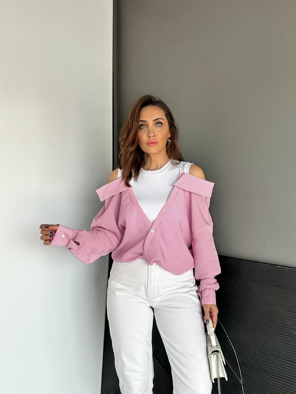 Pembe Triko Atletli Tasarım Gömlek