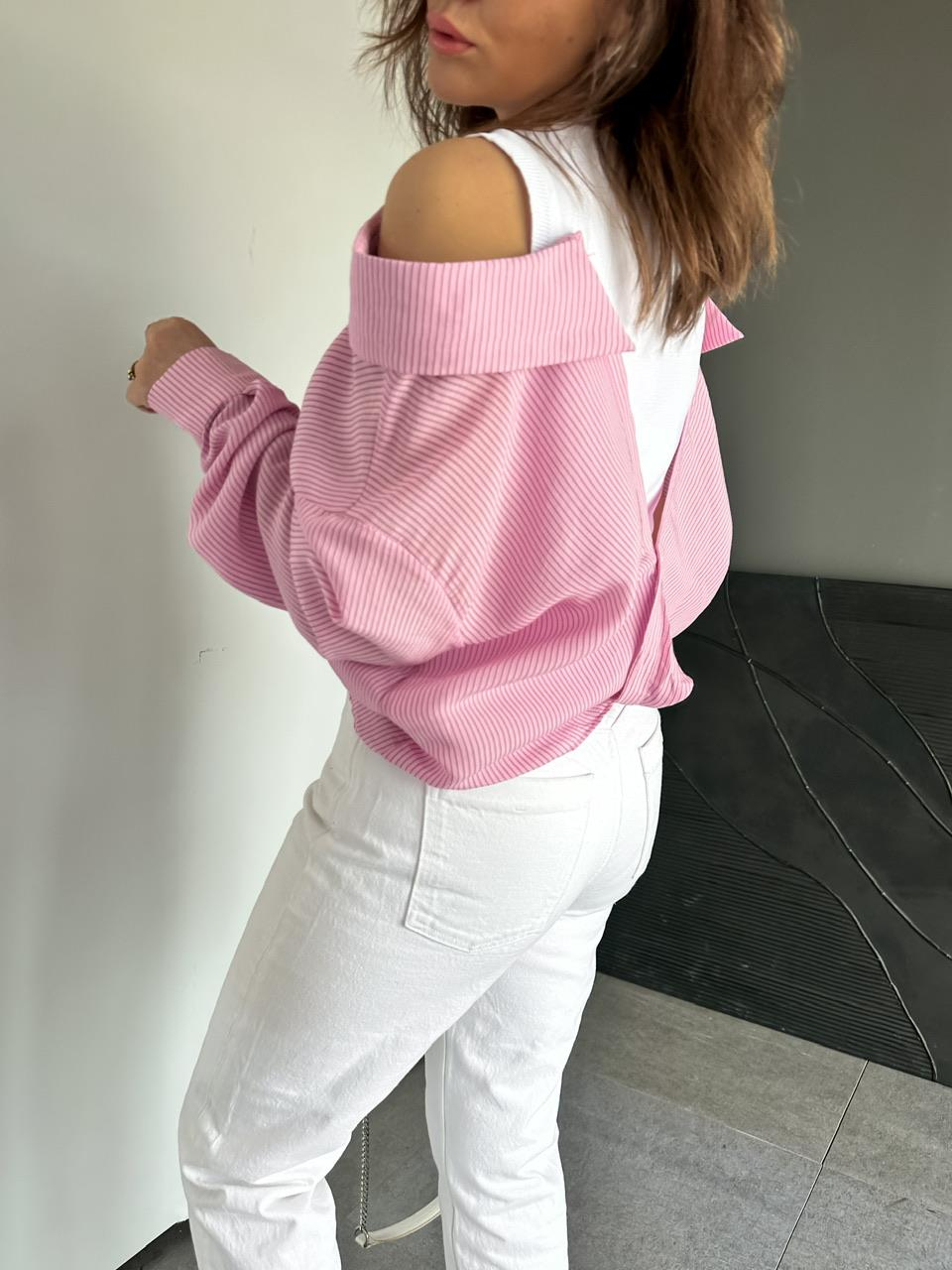 Pembe Triko Atletli Tasarım Gömlek