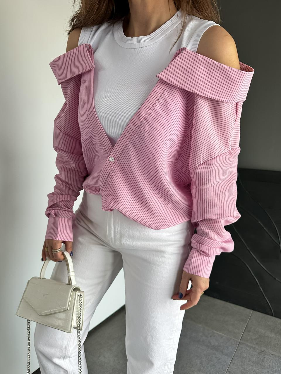 Pembe Triko Atletli Tasarım Gömlek