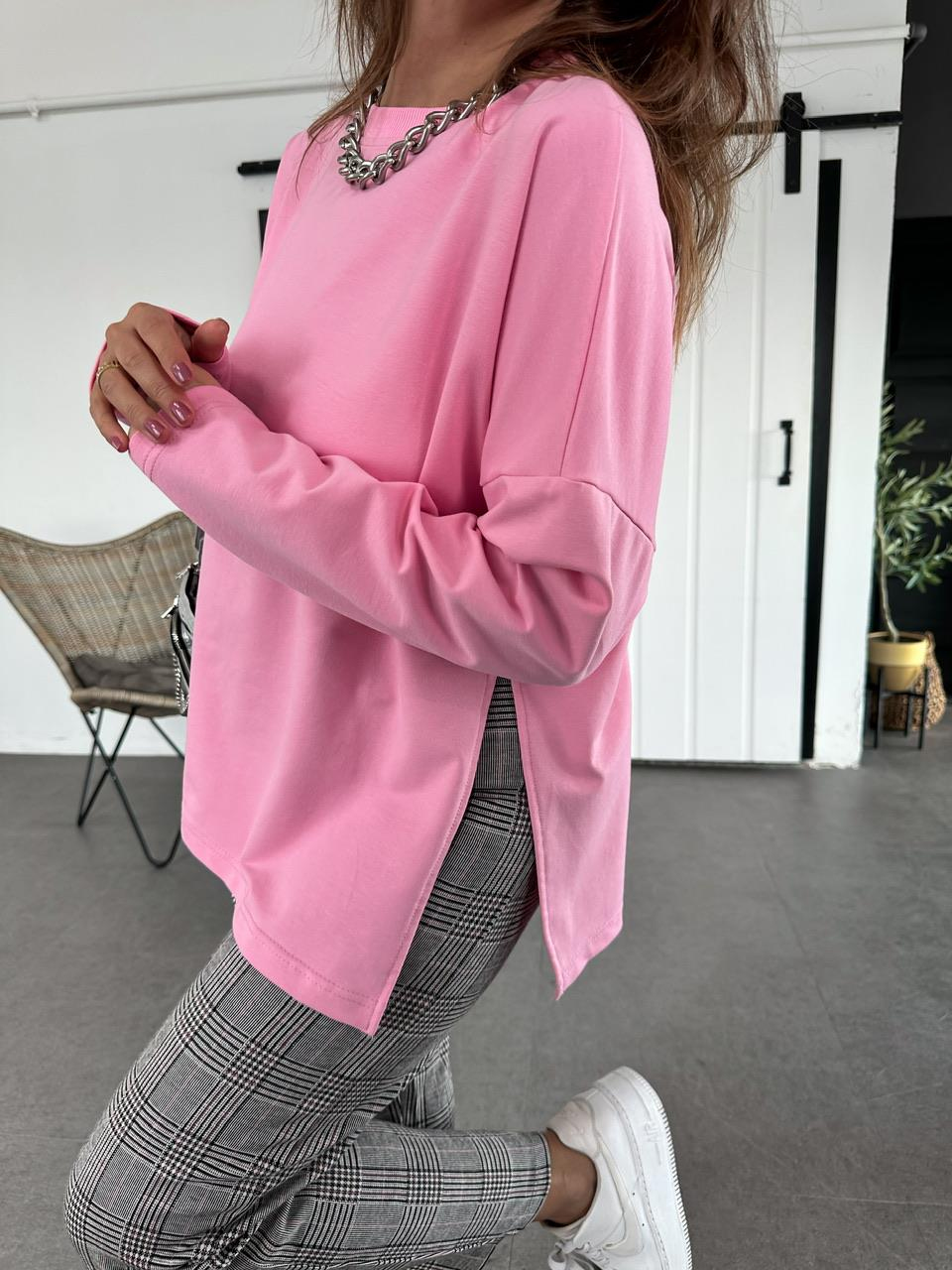 Pembe Yanı Yırtmaçlı Sweatshirt