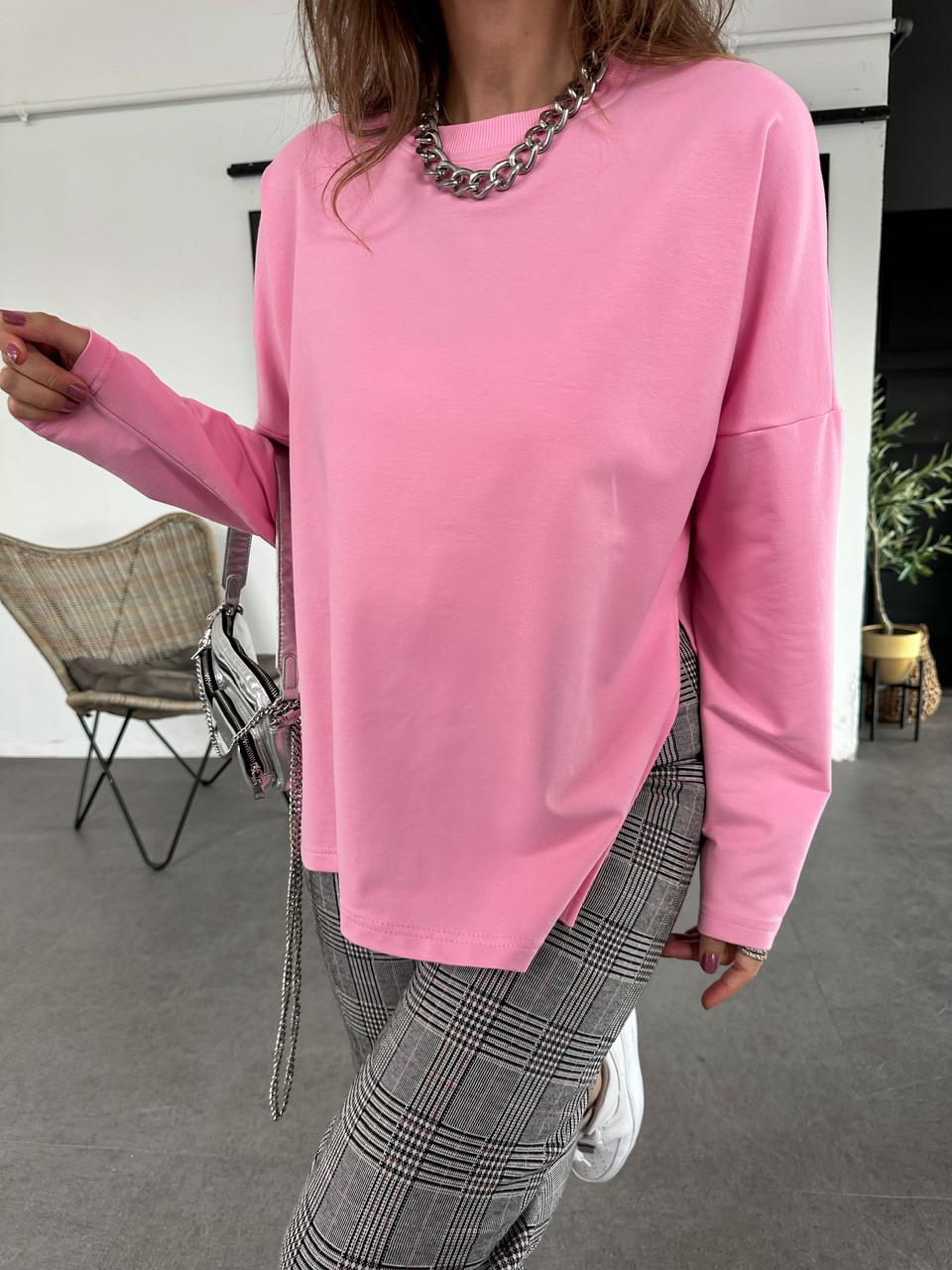 Pembe Yanı Yırtmaçlı Sweatshirt