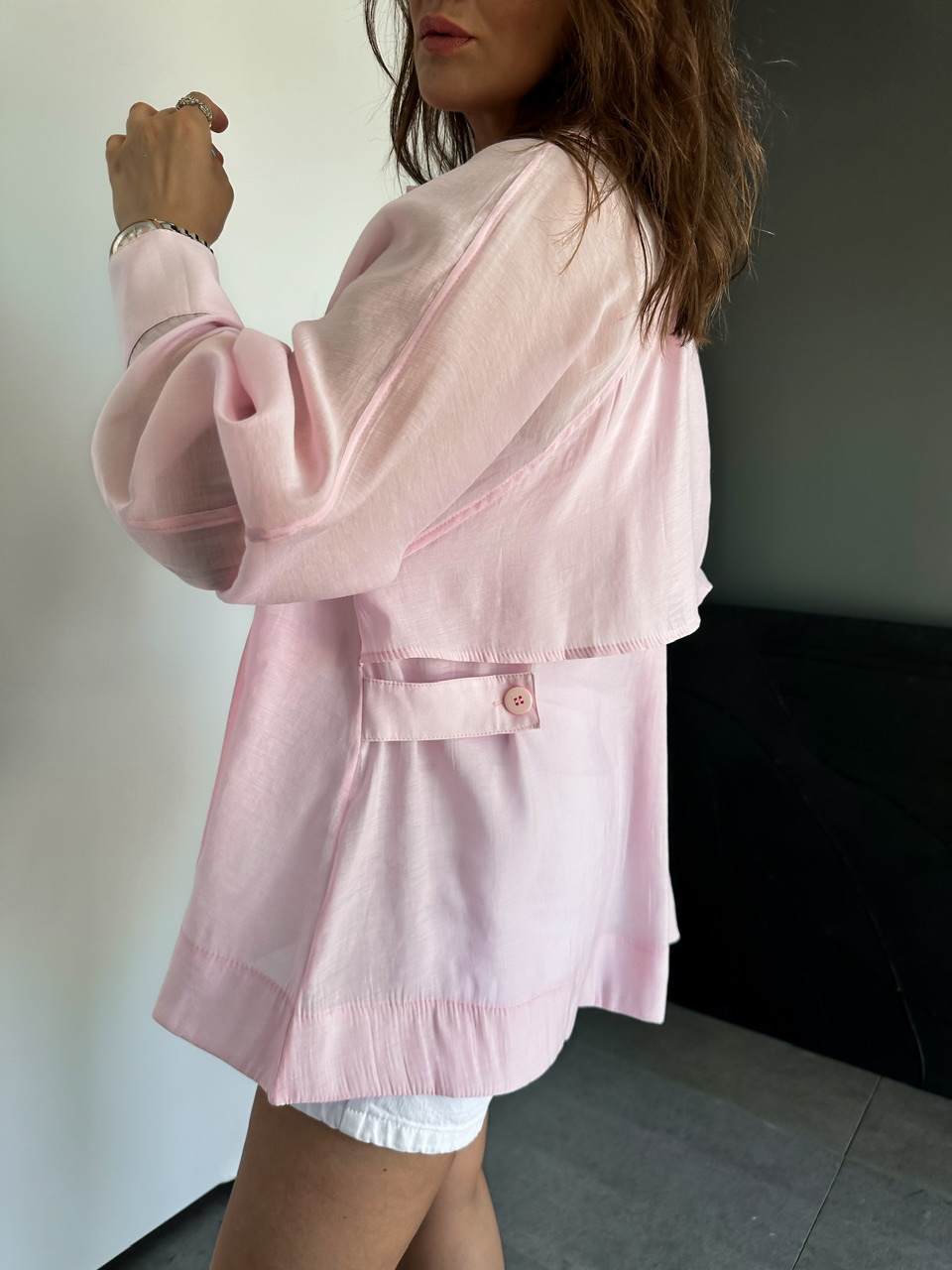 Pembe Yarasa Kol Oversize Gömlek