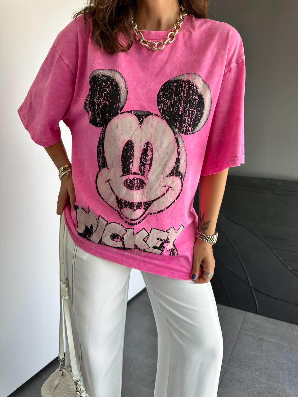 Pembe Yıkamalı Disney Tshirt