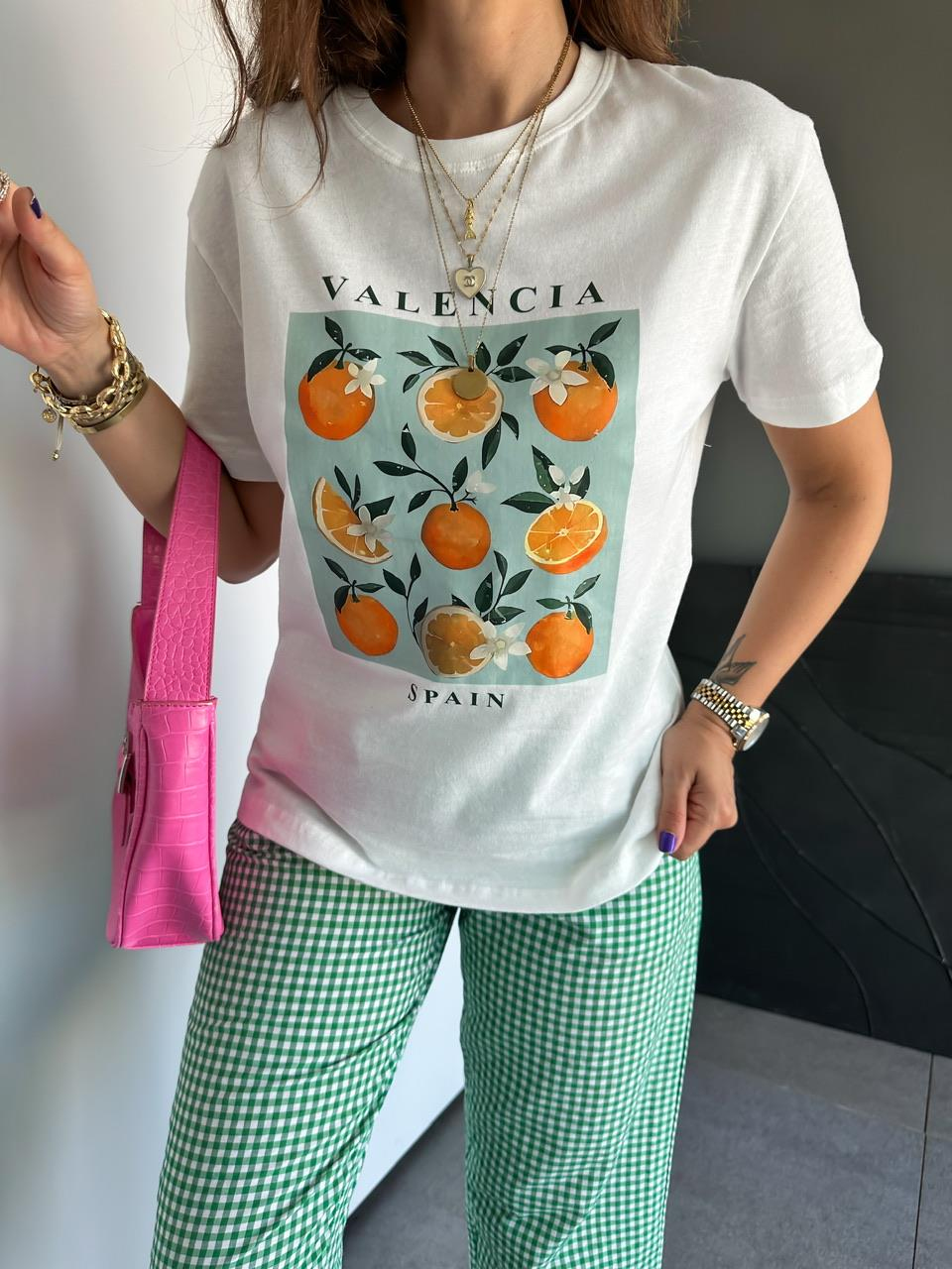 Portakal Baskılı Valencia Tshirt