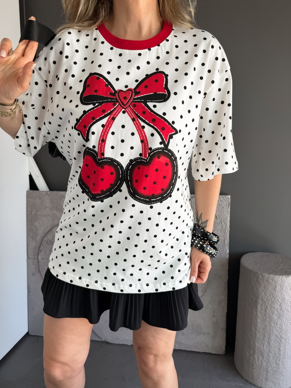 Puantiyeli Kirazlı Tshirt