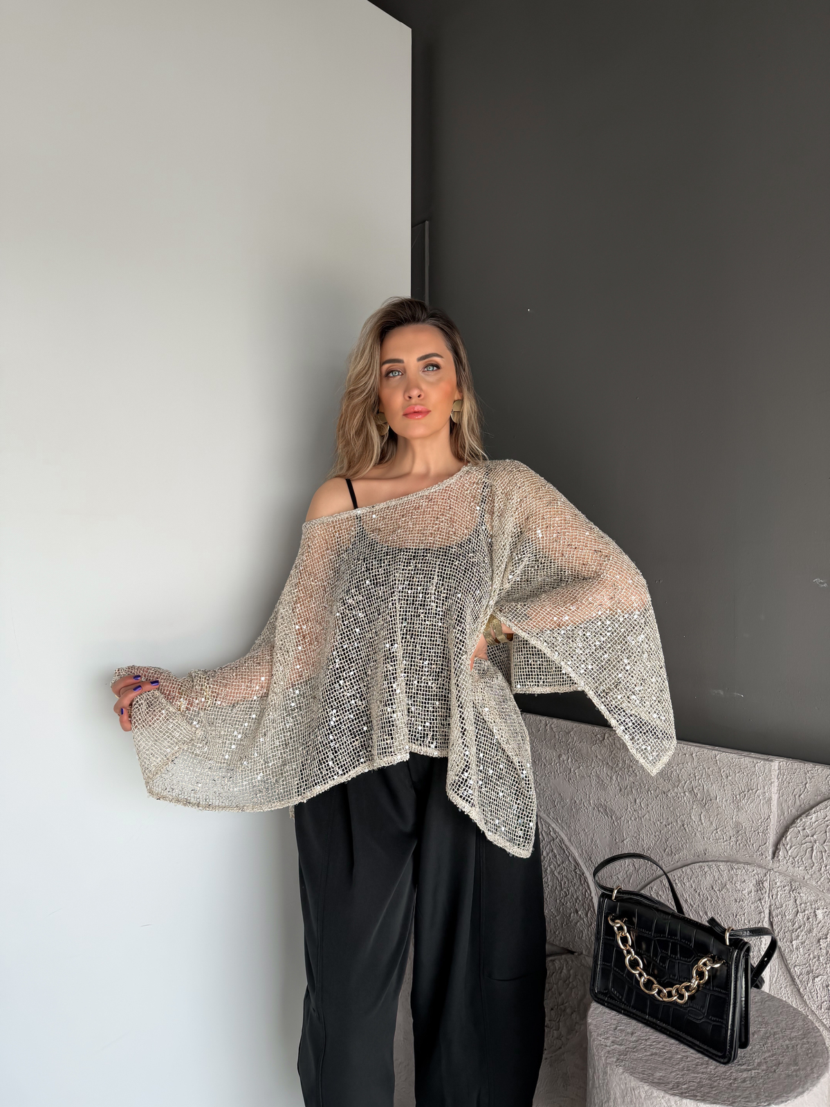 Pullu Atletli Pelerin Bluz