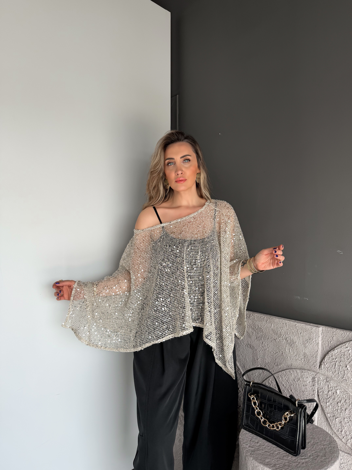 Pullu Atletli Pelerin Bluz