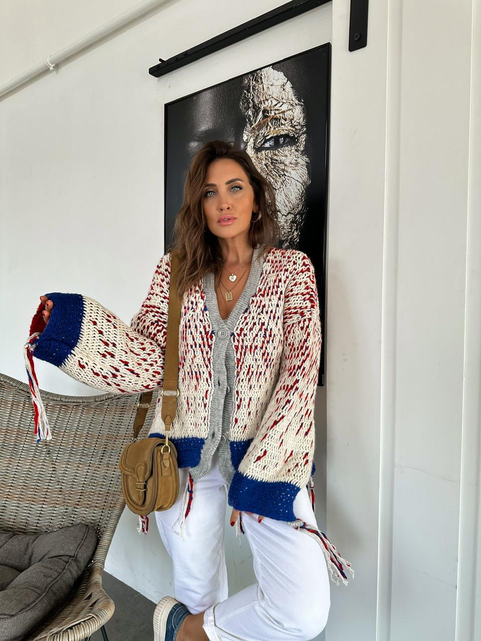 Püsküllü Oversize Tasarım Hırka