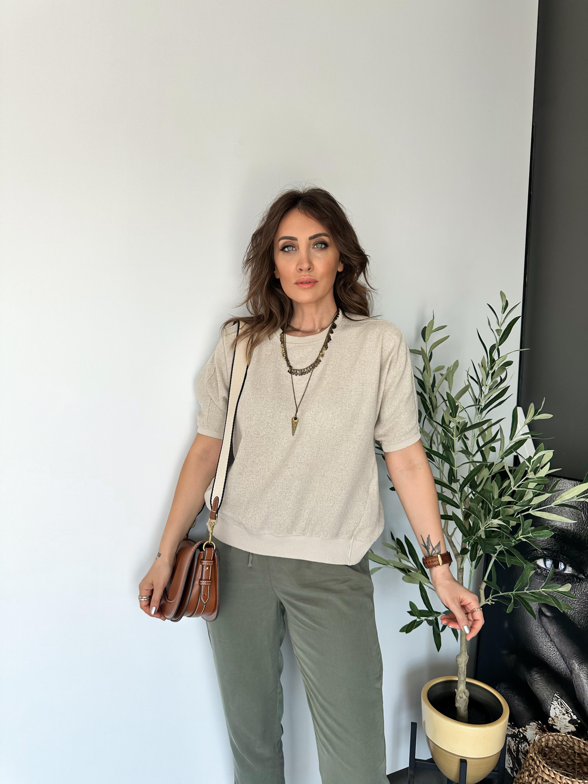 Ribanalı Ham Keten Bluz 