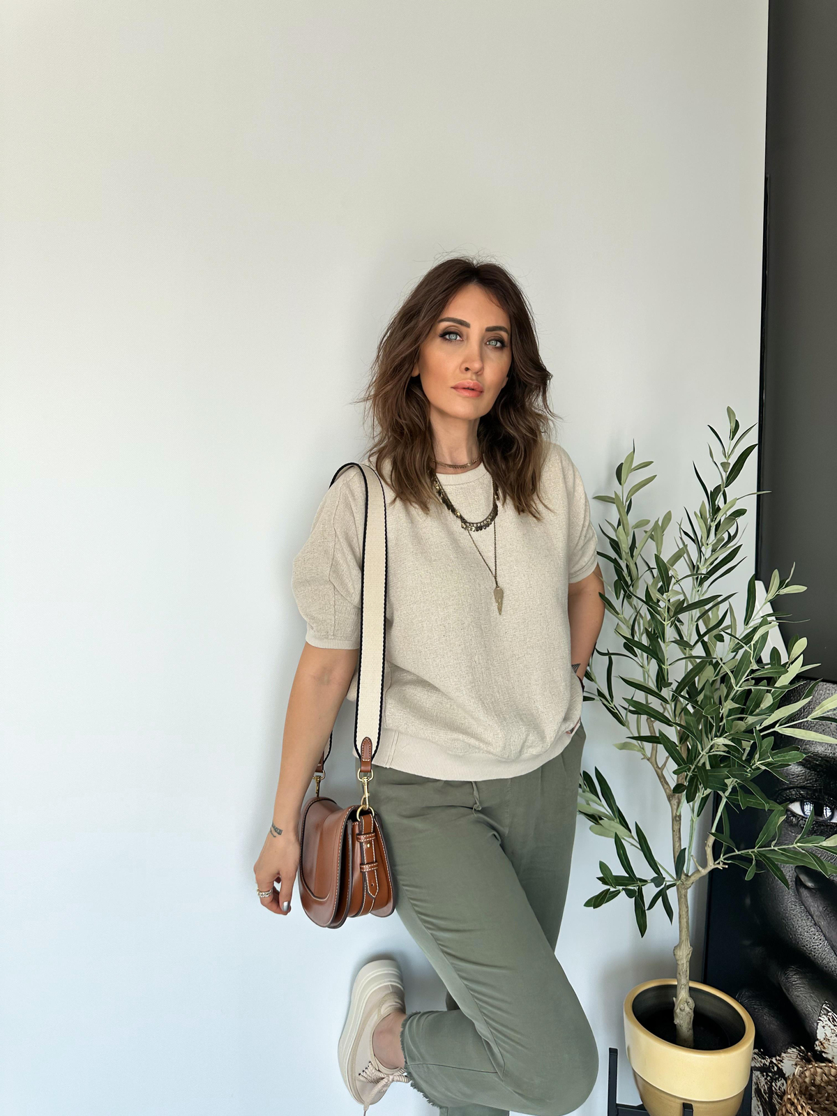 Ribanalı Ham Keten Bluz 