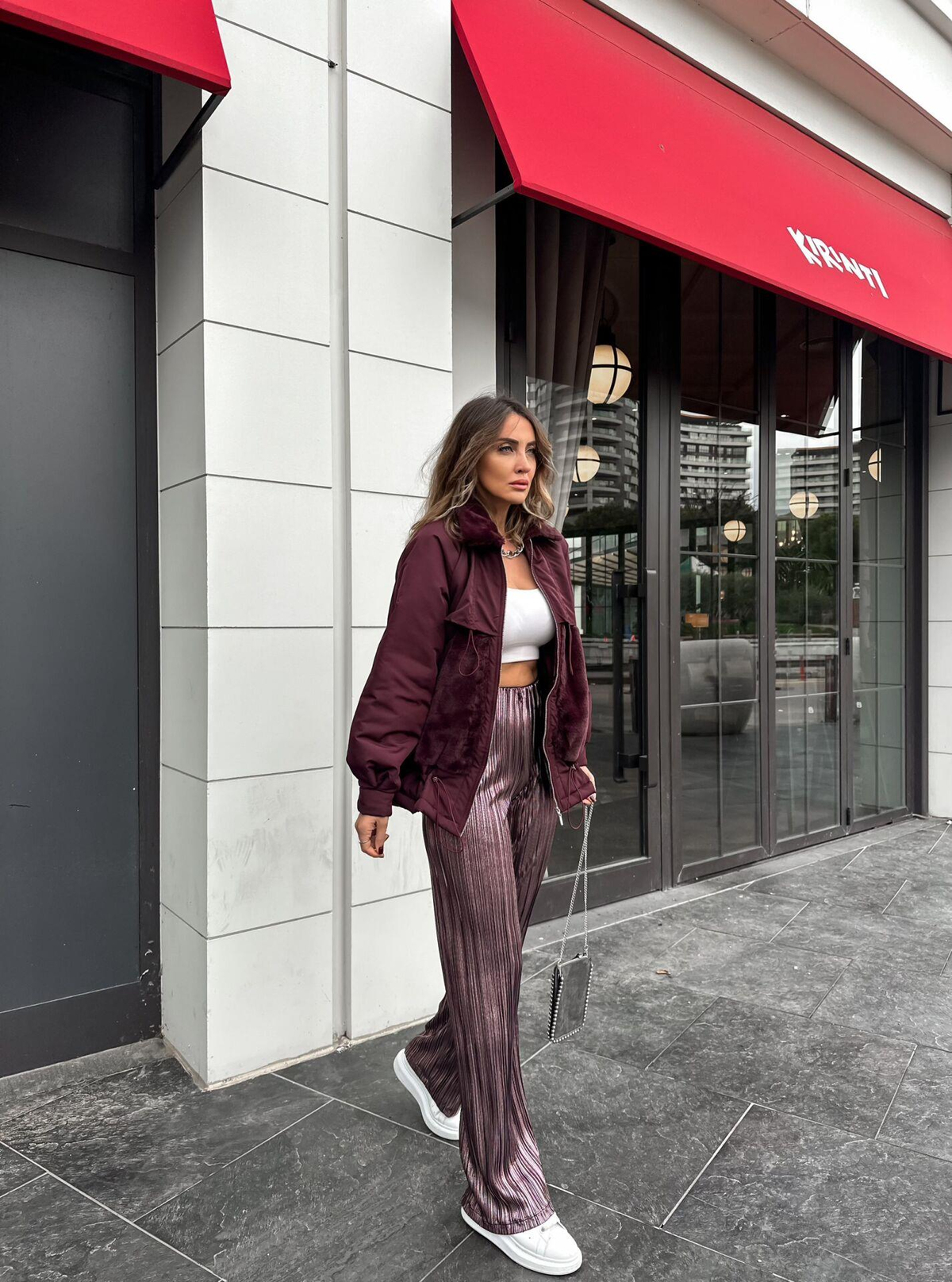 Rose Parlak Pilili Pantolon