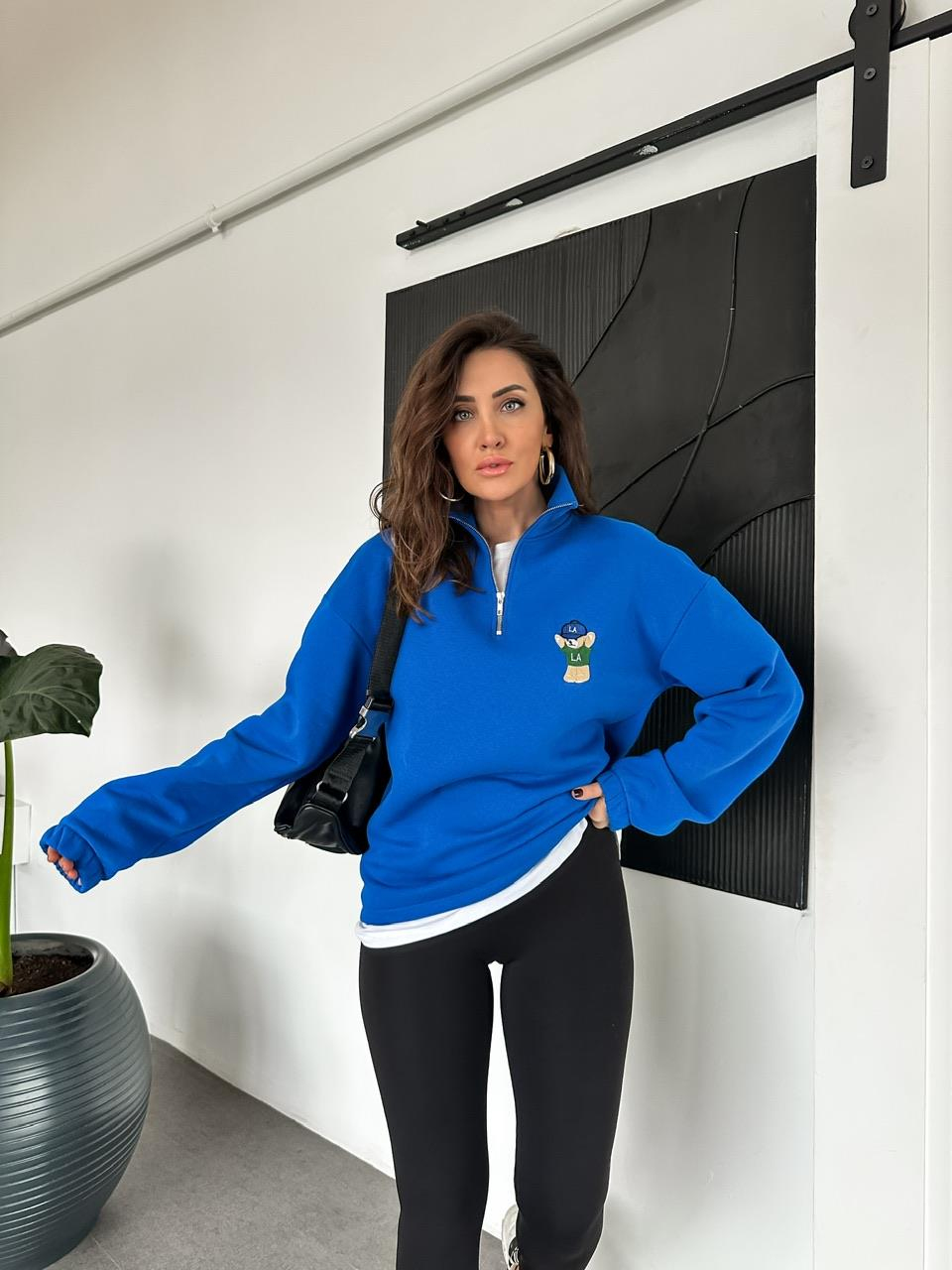 Saks Mavisi LA Ayıcıklı Sweatshirt