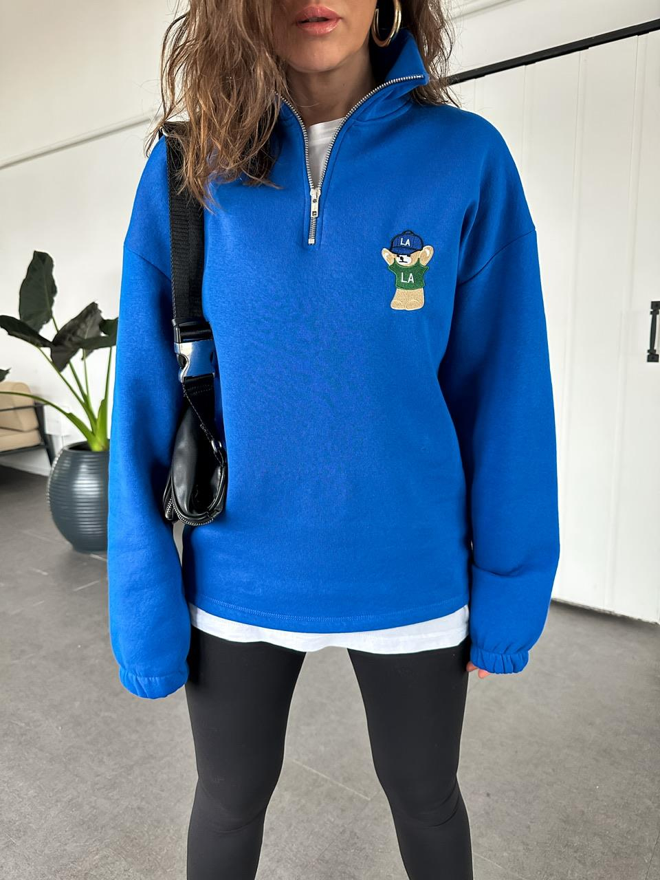 Saks Mavisi LA Ayıcıklı Sweatshirt