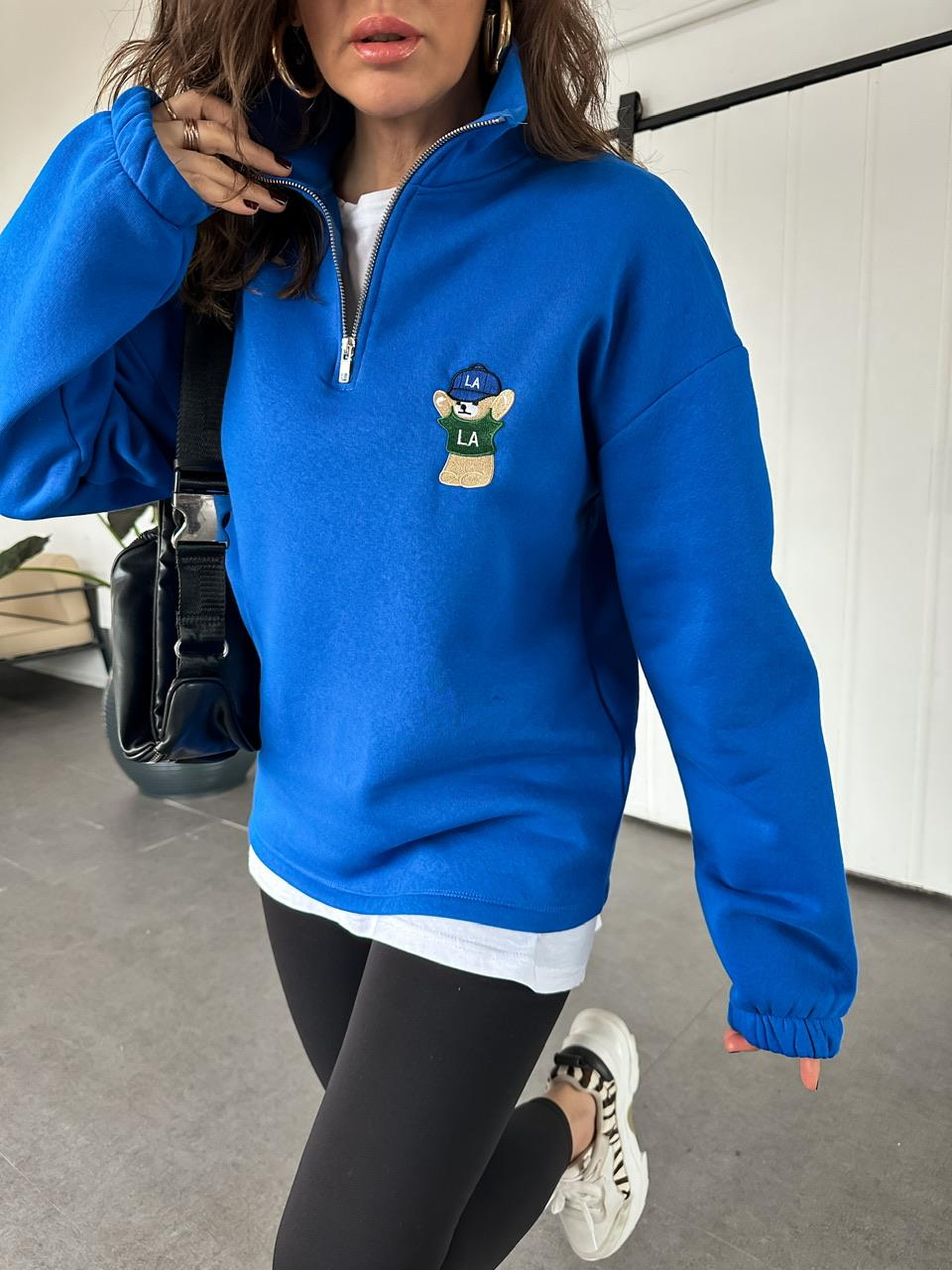 Saks Mavisi LA Ayıcıklı Sweatshirt