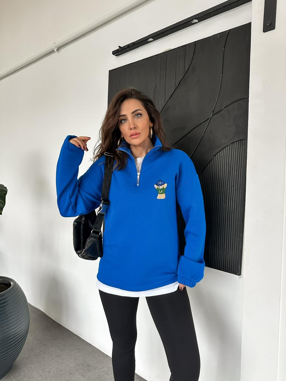 Saks Mavisi LA Ayıcıklı Sweatshirt