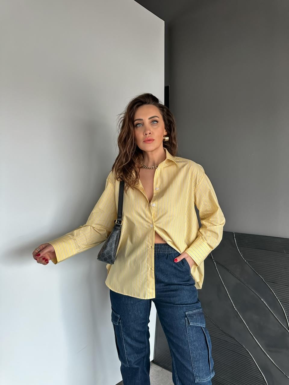 Sarı Çizgili Orijinal Poplin Gömlek