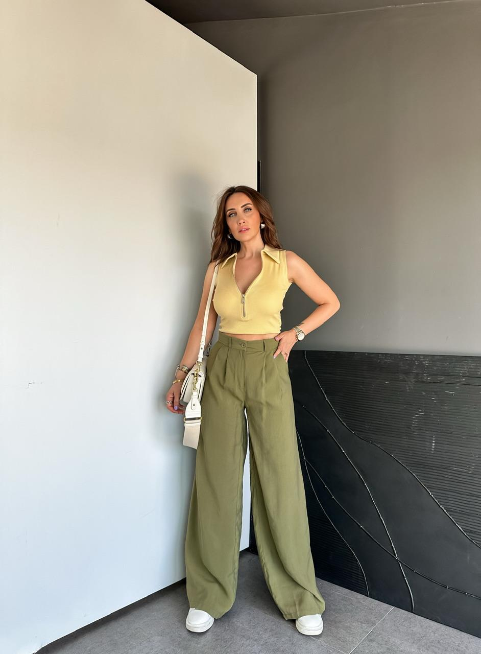 Sarı Fermuarlı Polo Yaka Body