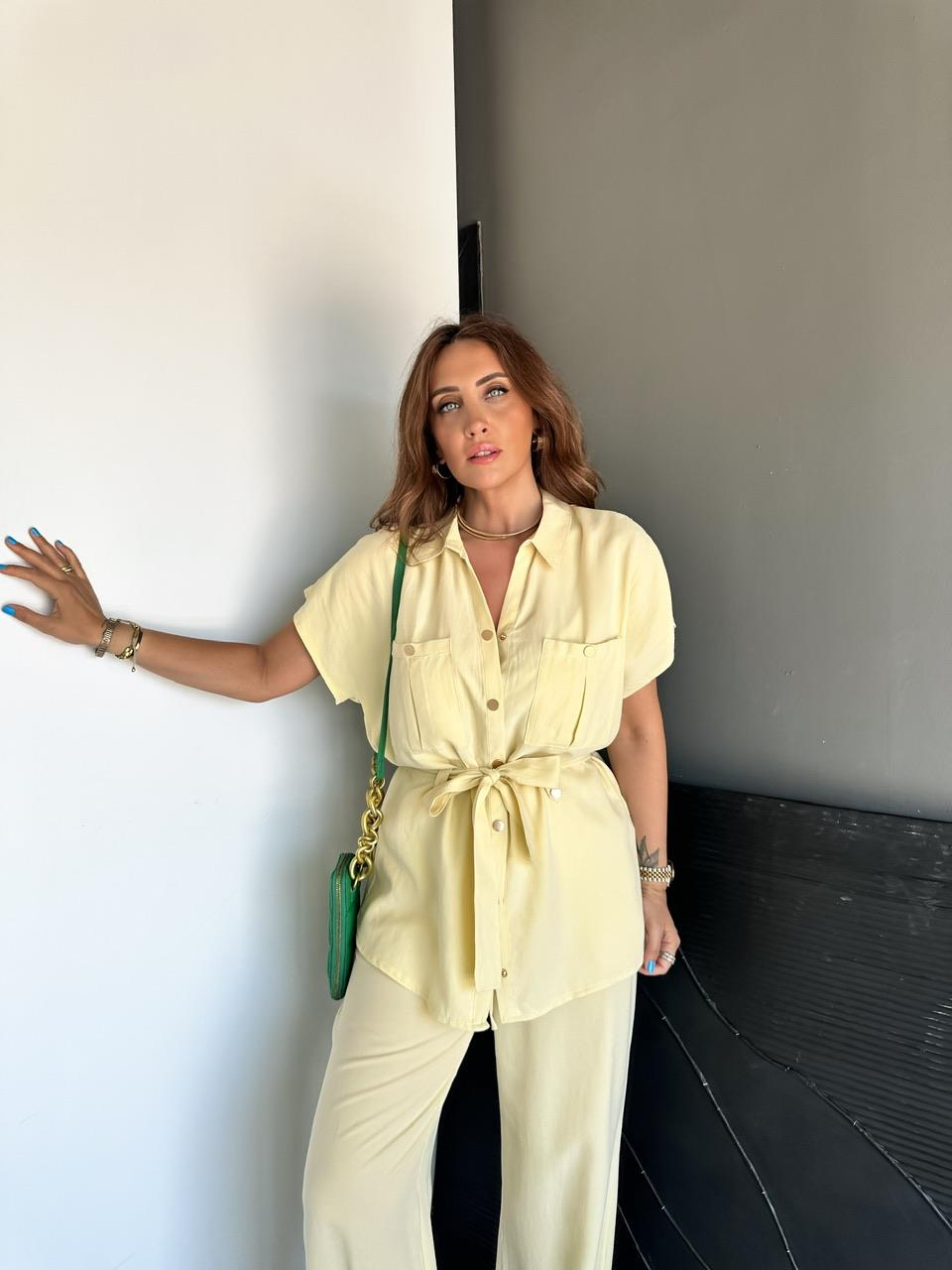 Sarı  Gold Çıtçıtlı Kuşaklı Takım