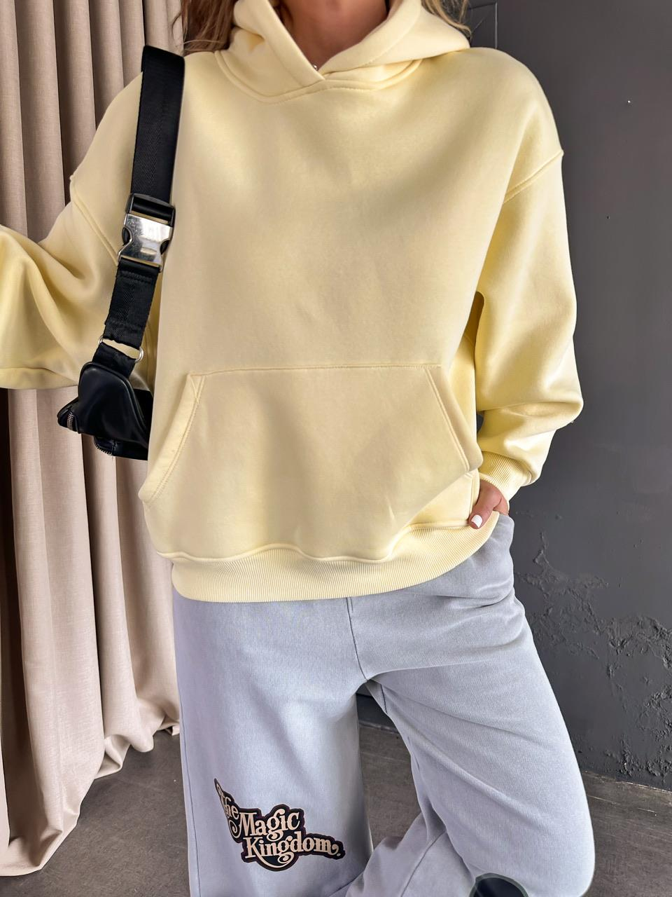 Sarı Kanguru Cepli Sweatshirt