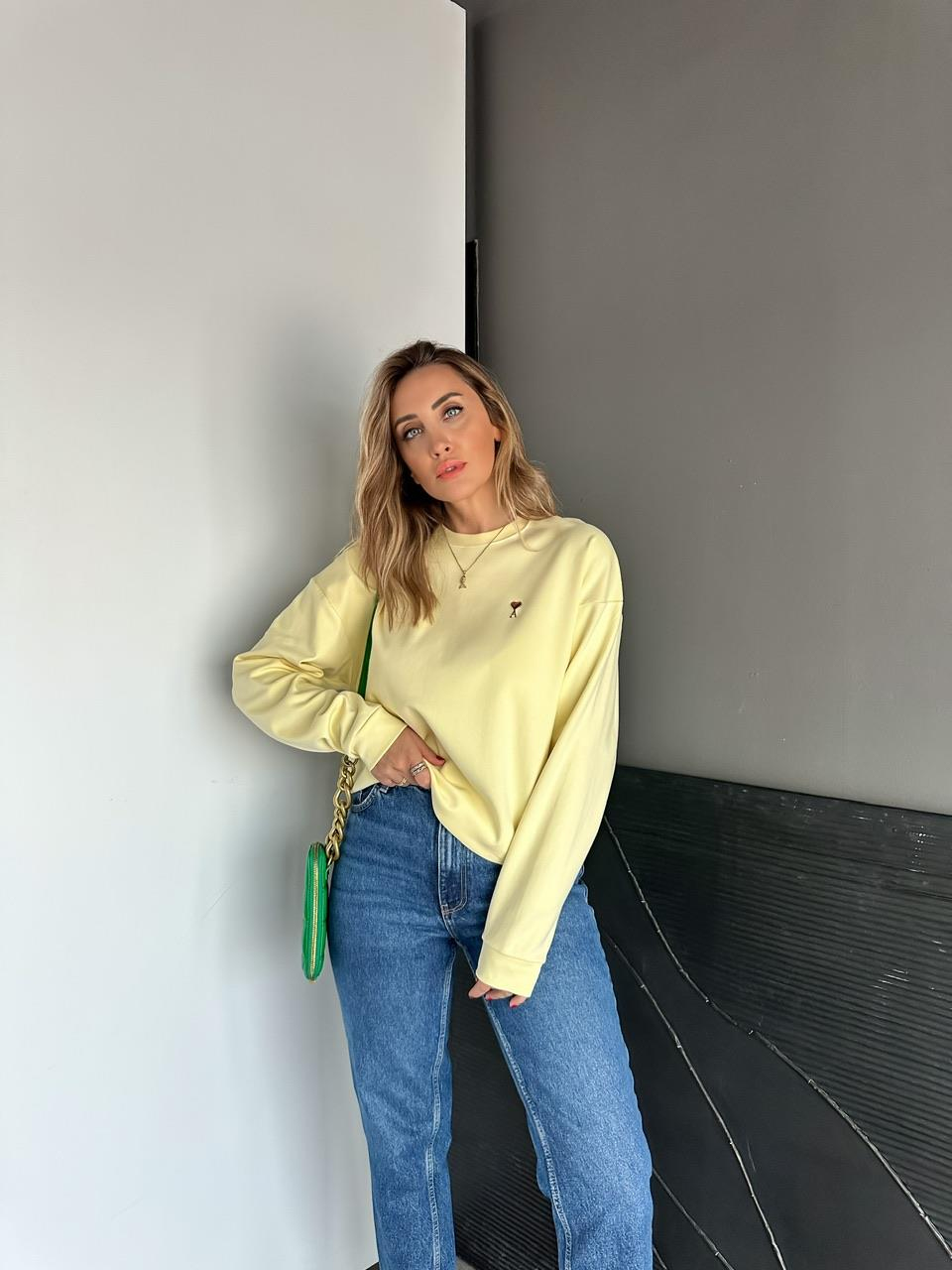 Sarı Logolu Marka Model Sweatshirt