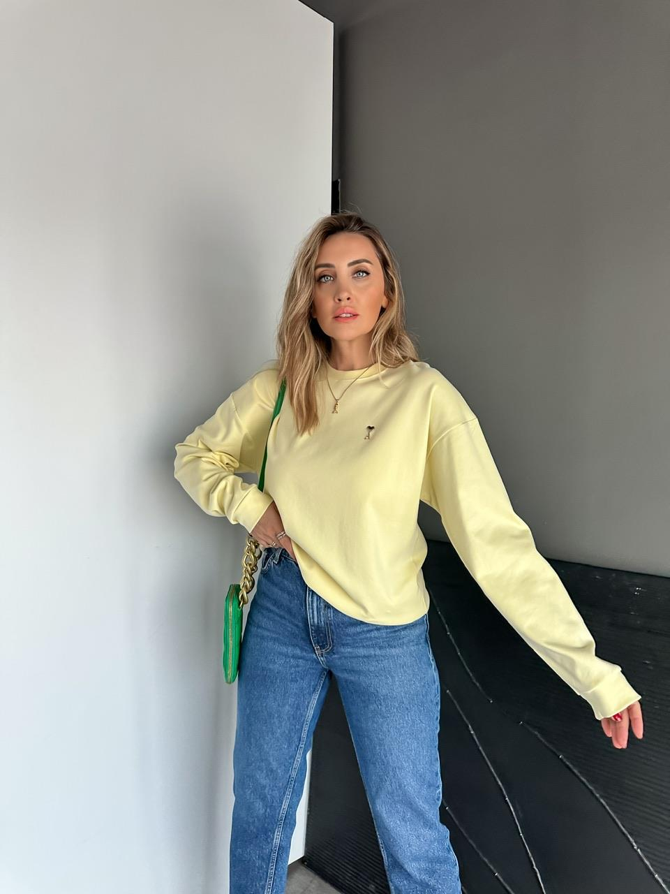 Sarı Logolu Marka Model Sweatshirt