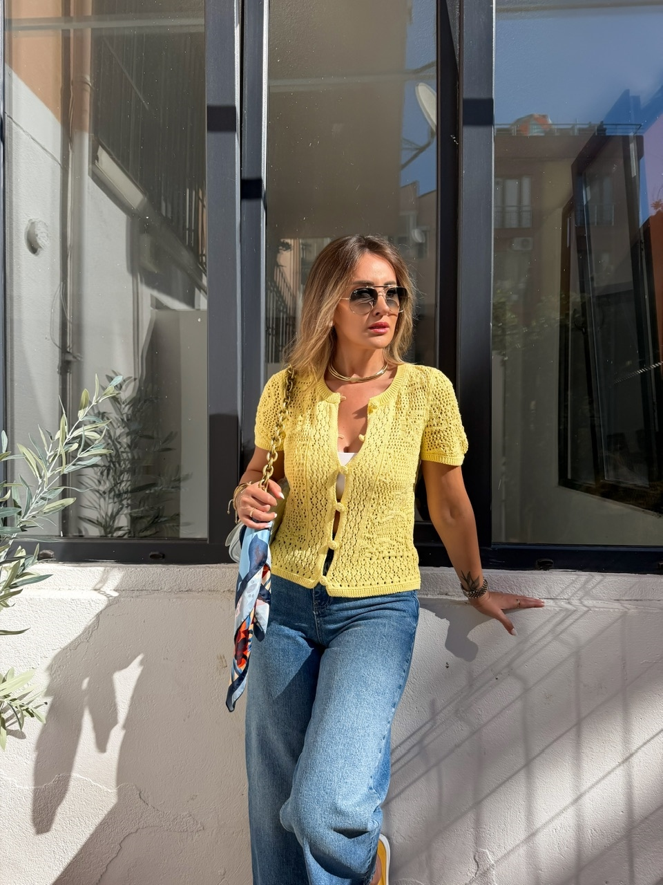 Sarı Orijinal Crochet Hırka