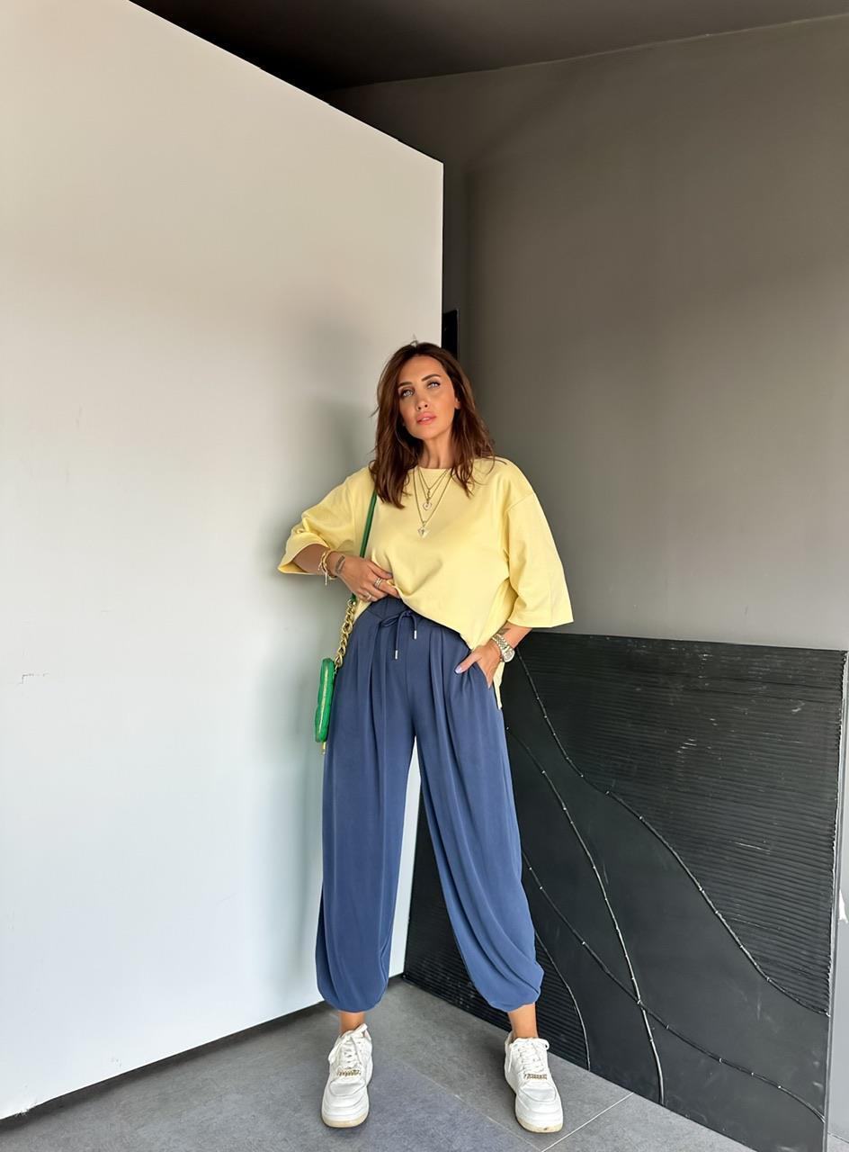 Sarı Yırtmaçlı Cotton Oversize Tshirt