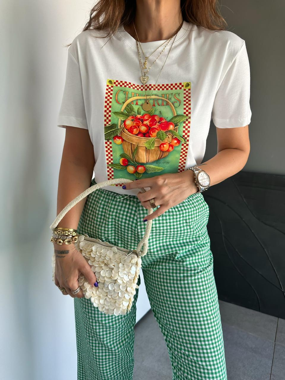 Sepet Cherries Baskılı Tshirt